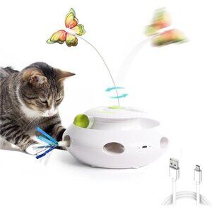 Interactive Cat Toy 3-in-1 Butterfly Flutter Rolling Balls